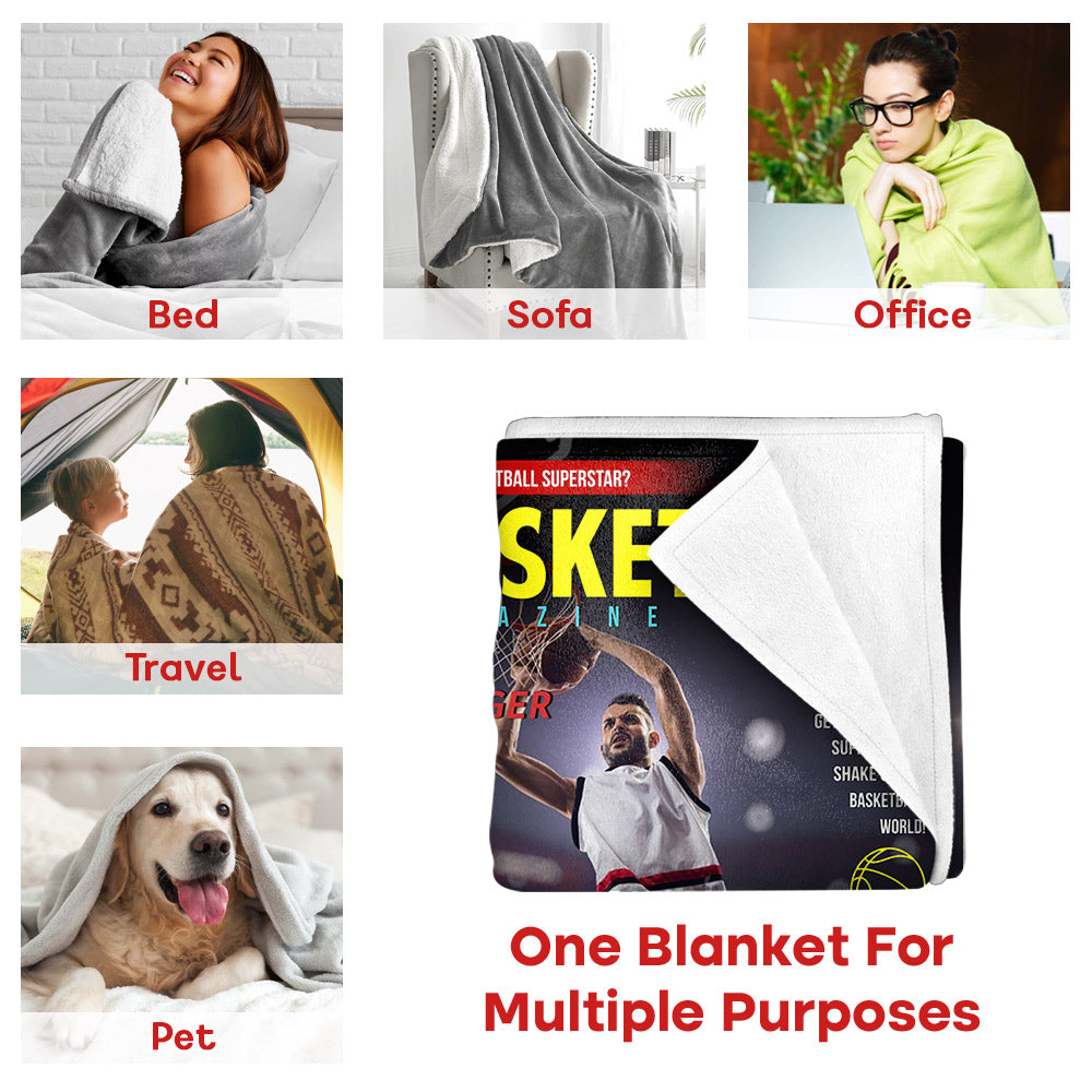 Personalized Basketball Magazine Cover Blanket - Basketball Lovers Gift