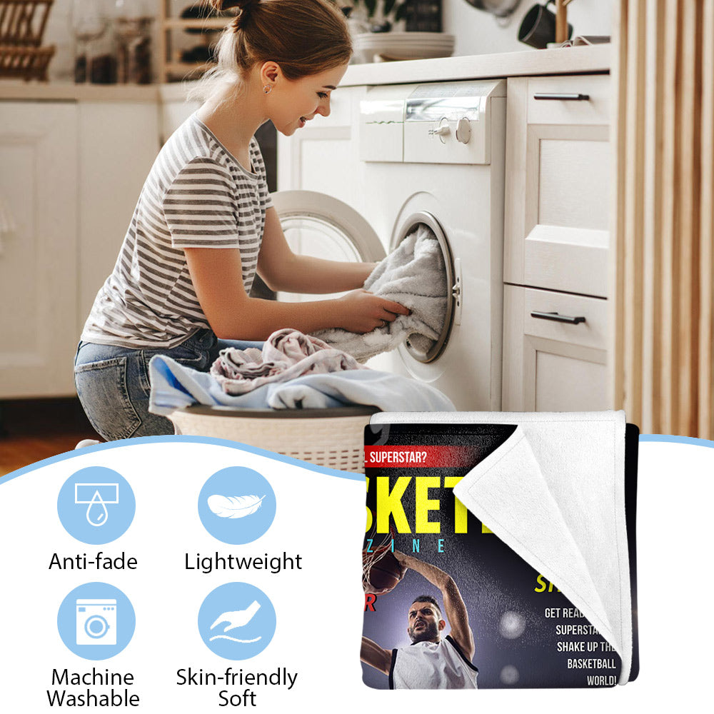 Personalized Basketball Magazine Cover Blanket - Basketball Lovers Gift