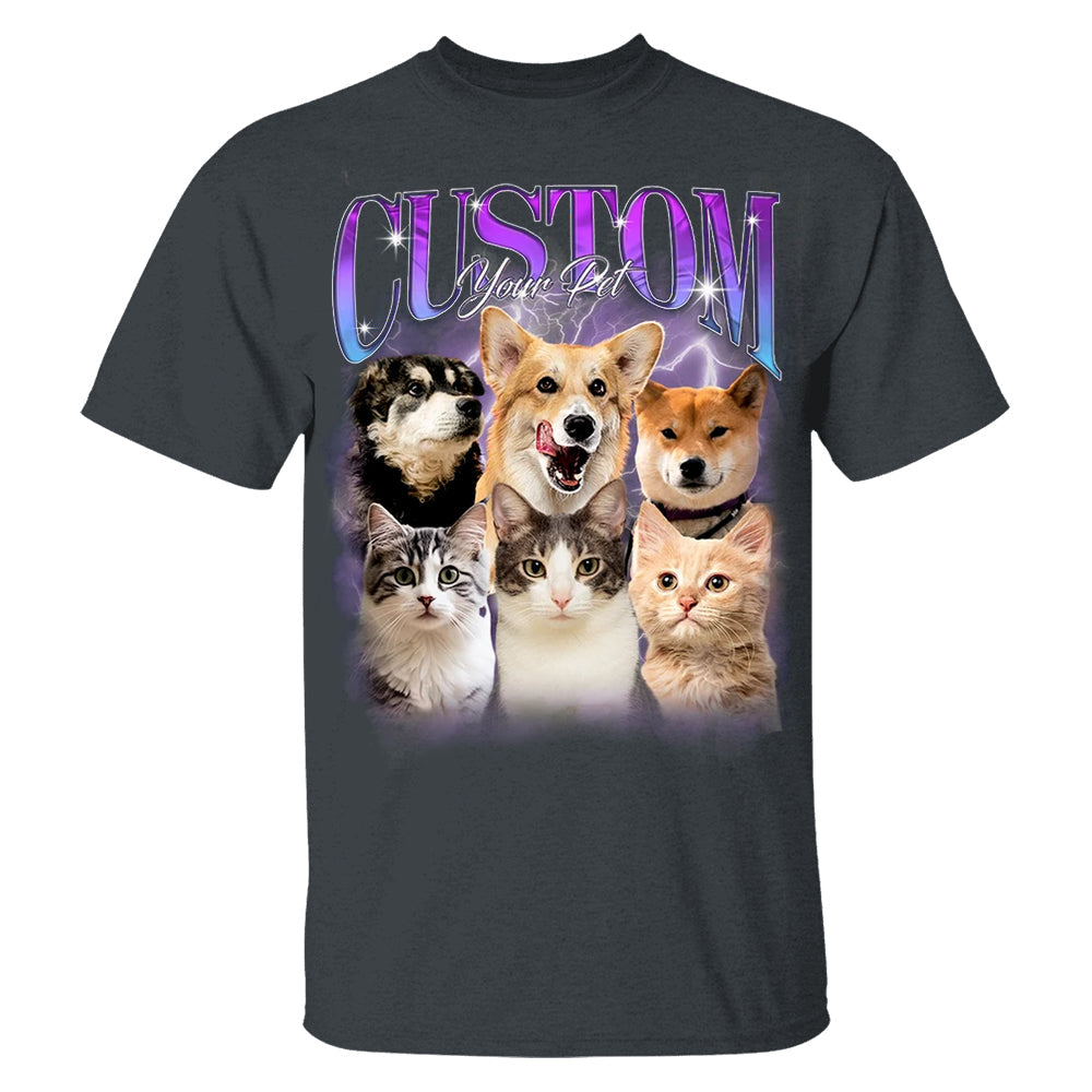 Custom Bootleg Pet Shirt, Custom Dog Shirt, Personalized with Your Own Dog or Cat,Dog Photo Retro 90's Tee Gift For Her