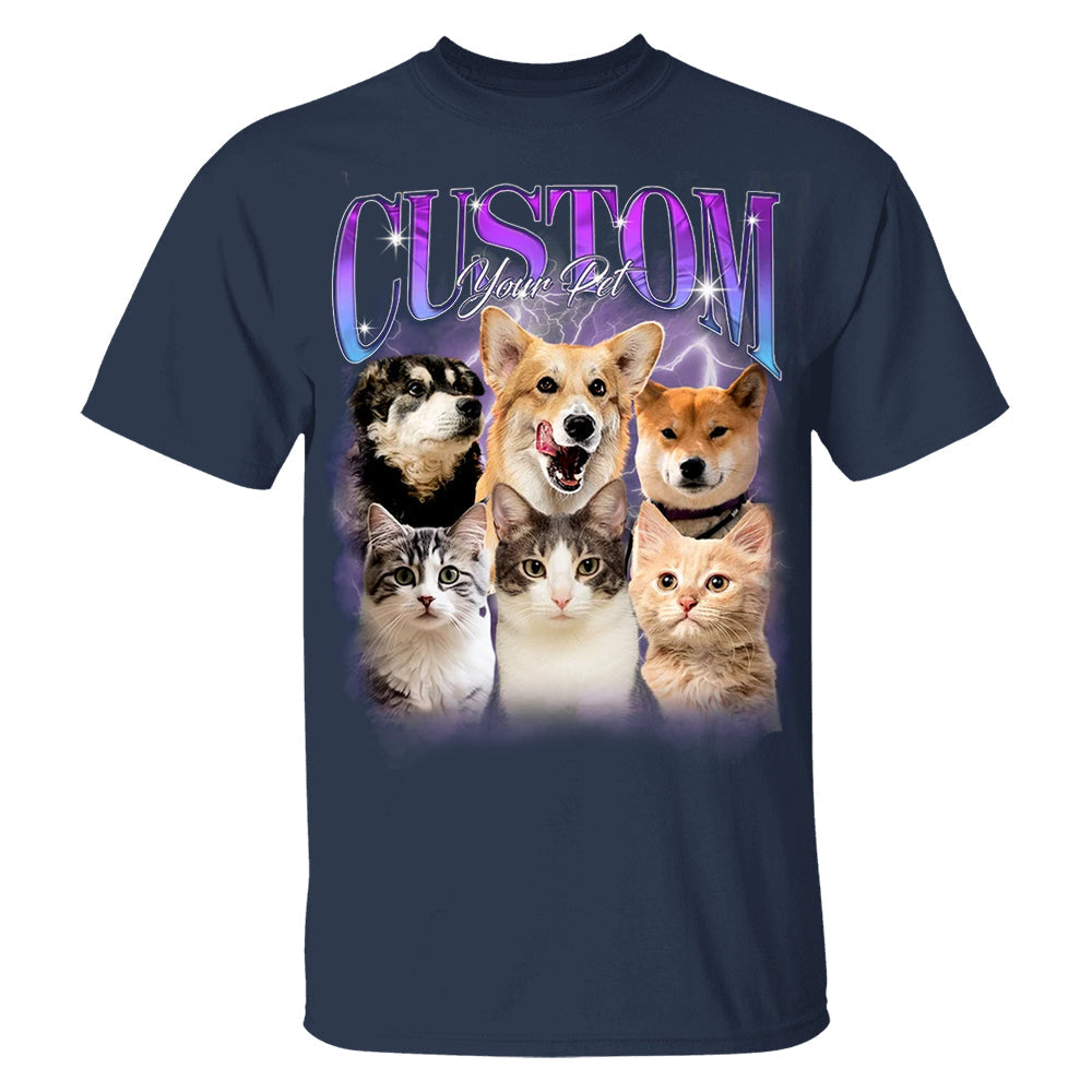 Custom Bootleg Pet Shirt, Custom Dog Shirt, Personalized with Your Own Dog or Cat,Dog Photo Retro 90's Tee Gift For Her