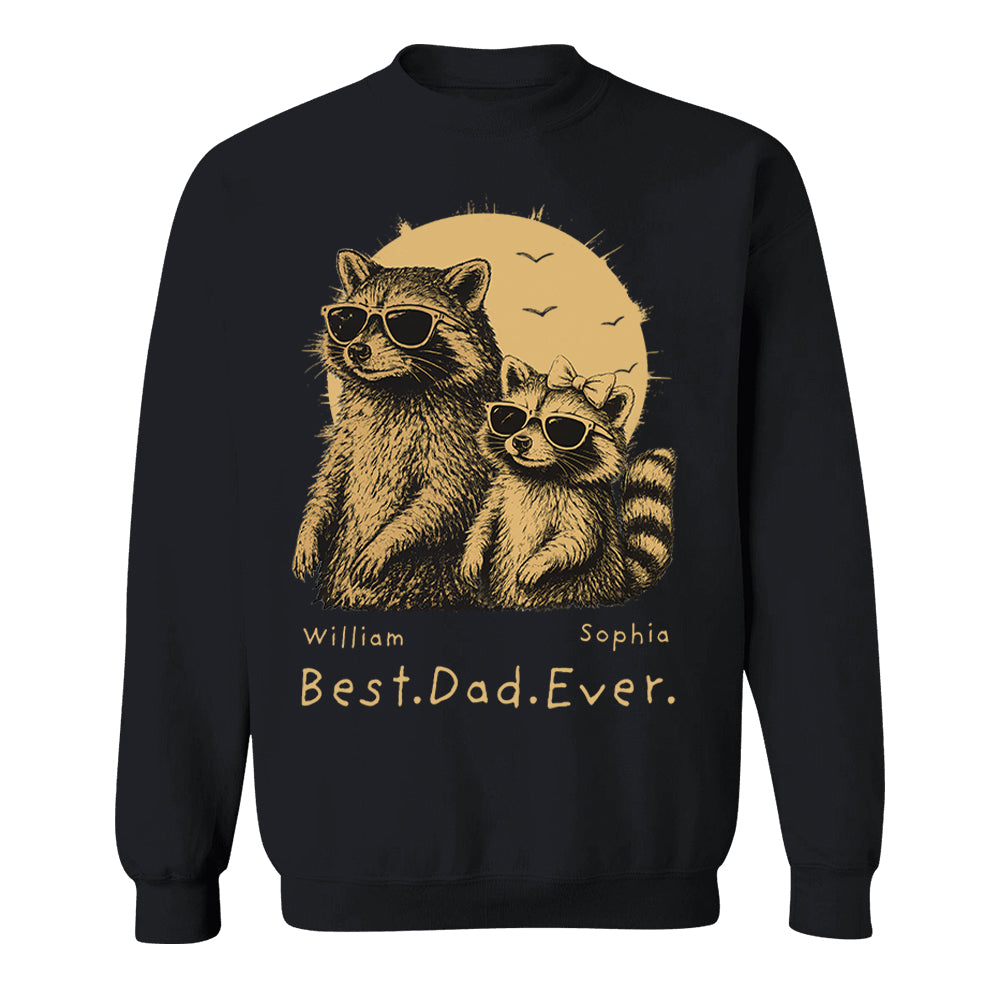 Raccoon Dad Personalized T-Shirt – Best Dad Ever Funny Papa Tee, Cool Daddy Raccoon Shirt, Father’s Day Gift for Dad Na02 Pt99