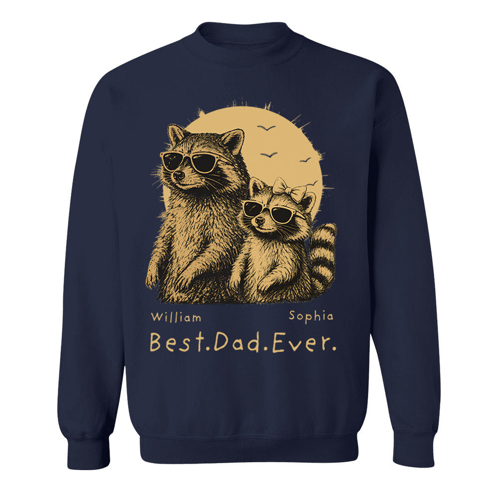 Raccoon Dad Personalized T-Shirt – Best Dad Ever Funny Papa Tee, Cool Daddy Raccoon Shirt, Father’s Day Gift for Dad Na02 Pt99