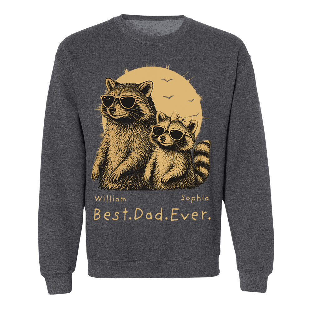 Raccoon Dad Personalized T-Shirt – Best Dad Ever Funny Papa Tee, Cool Daddy Raccoon Shirt, Father’s Day Gift for Dad Na02 Pt99