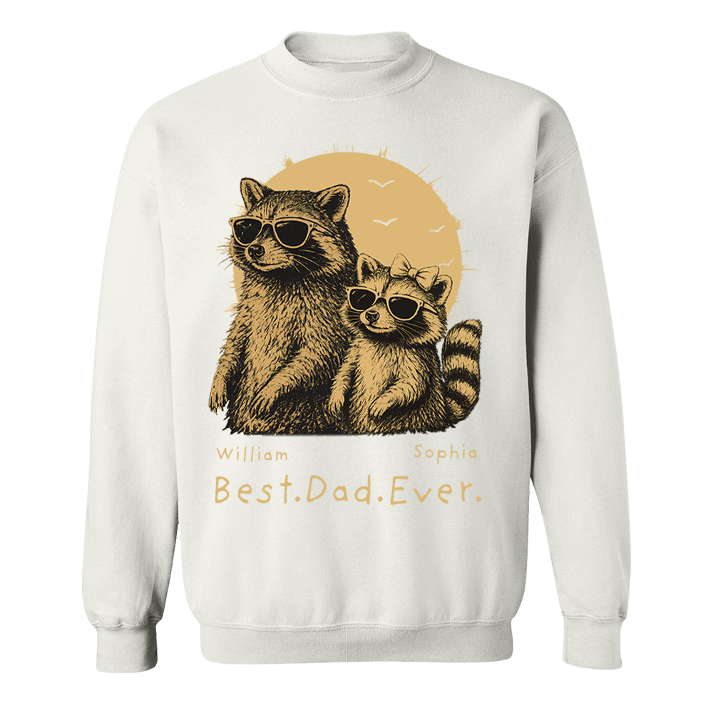 Raccoon Dad Personalized T-Shirt – Best Dad Ever Funny Papa Tee, Cool Daddy Raccoon Shirt, Father’s Day Gift for Dad Na02 Pt99