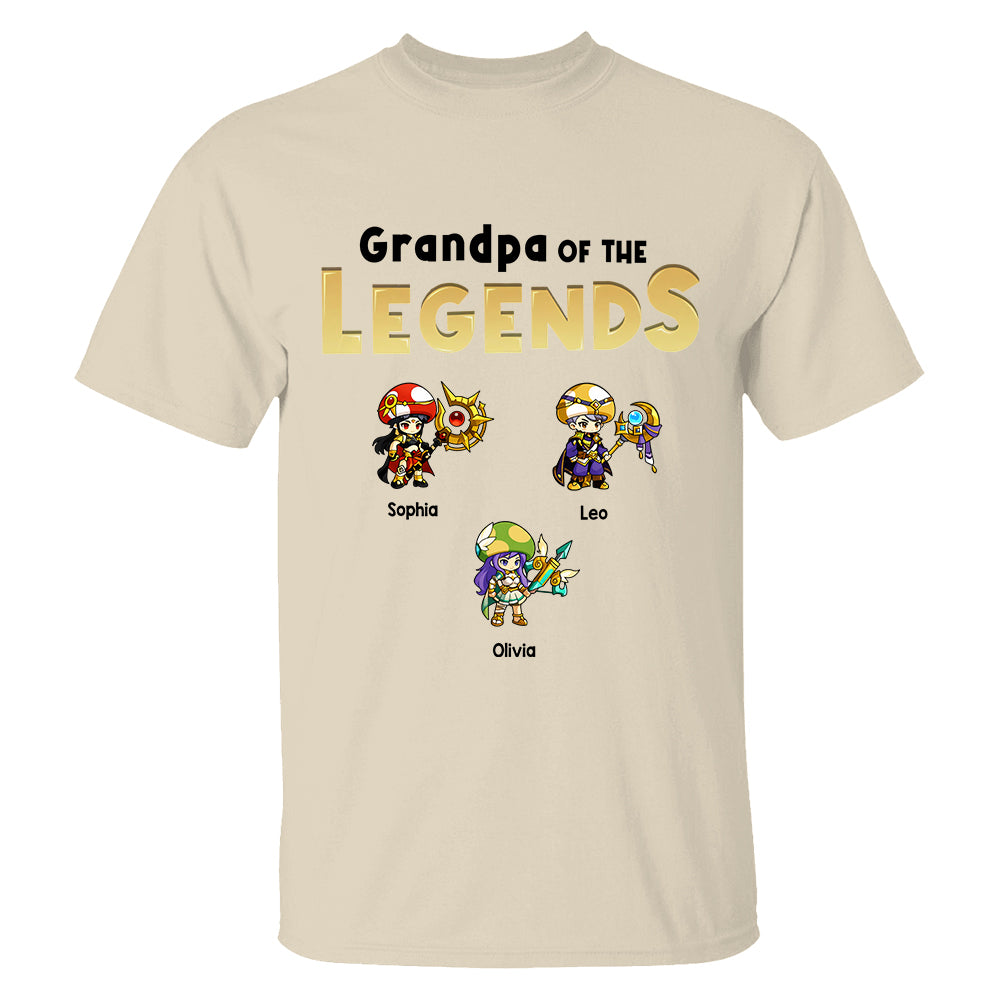 Personalized Father of the Legends Shirt, Custom Gamer Dad Tee With Kids Names, RPG Character Father's Day Gift From Kids, Gaming Papa TH23