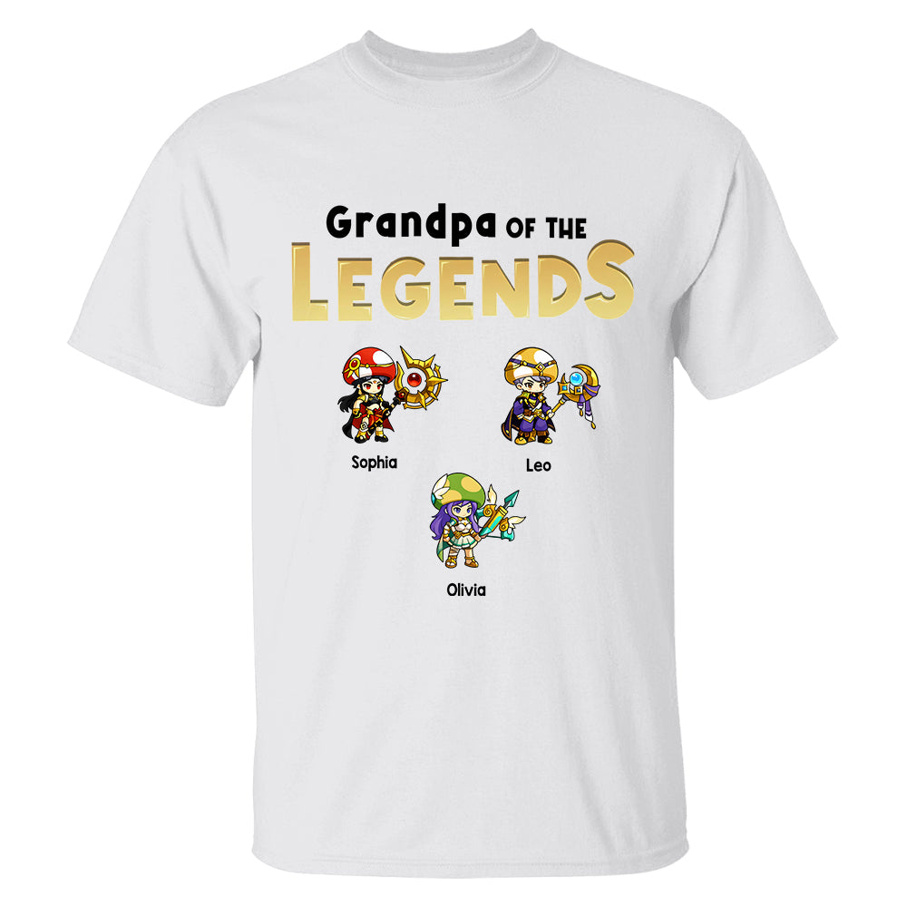 Personalized Father of the Legends Shirt, Custom Gamer Dad Tee With Kids Names, RPG Character Father's Day Gift From Kids, Gaming Papa TH23