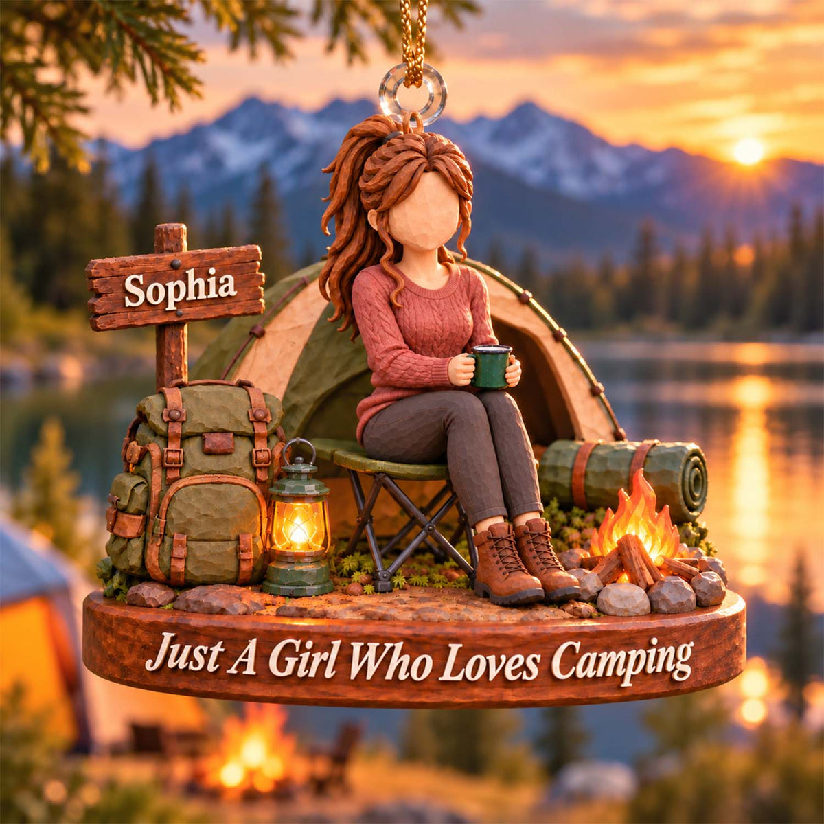 Just A Girl Who Loves Camping, Personalized Camping Ornament, Custom Name Gift, Gift For Camping Lovers MI209 Pt99