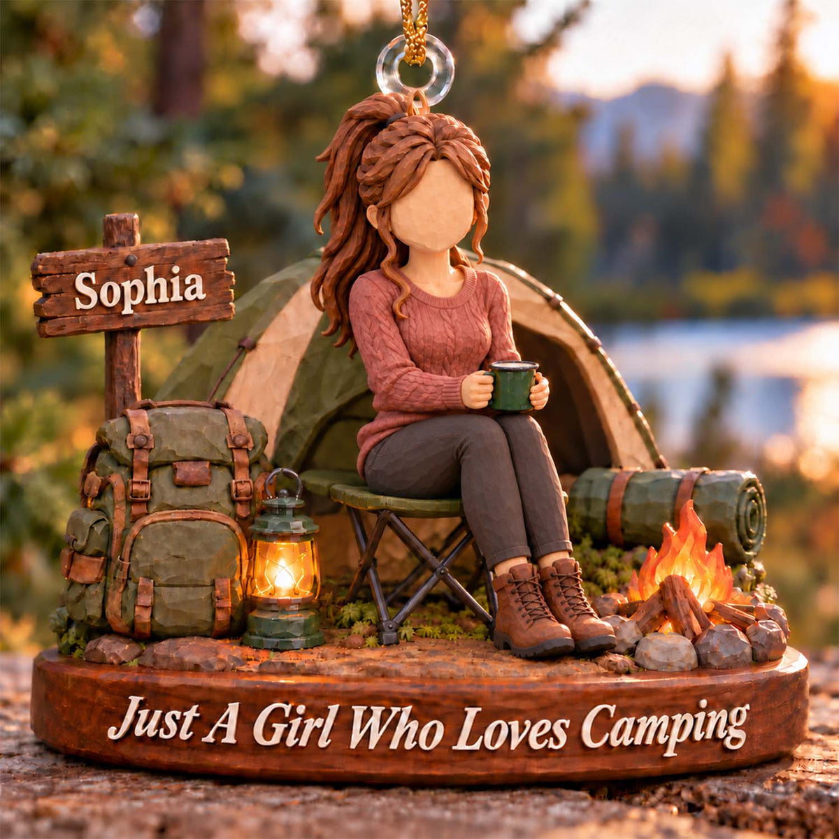 Just A Girl Who Loves Camping, Personalized Camping Ornament, Custom Name Gift, Gift For Camping Lovers MI209 Pt99
