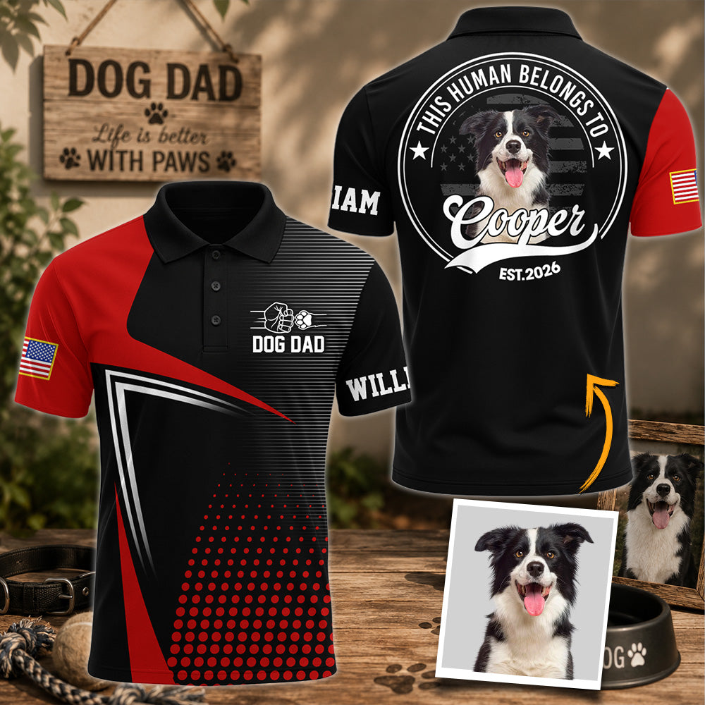 Dog Dad This Human Belongs To - Personalized Shirt - Custom Photo Gift For Dog Lovers, Father's Day Gift T1807 T24