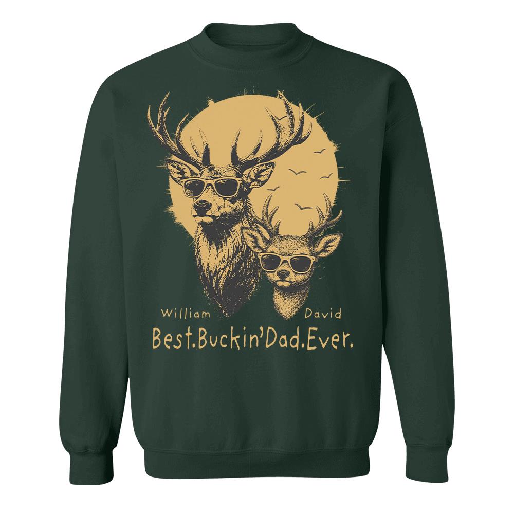 Personalized Best Buckin' Dad Ever T-Shirt Father Day Gifts for Dad Funny Papa Tshirt Cool Daddy Hunting Tee Vr2 Hv01
