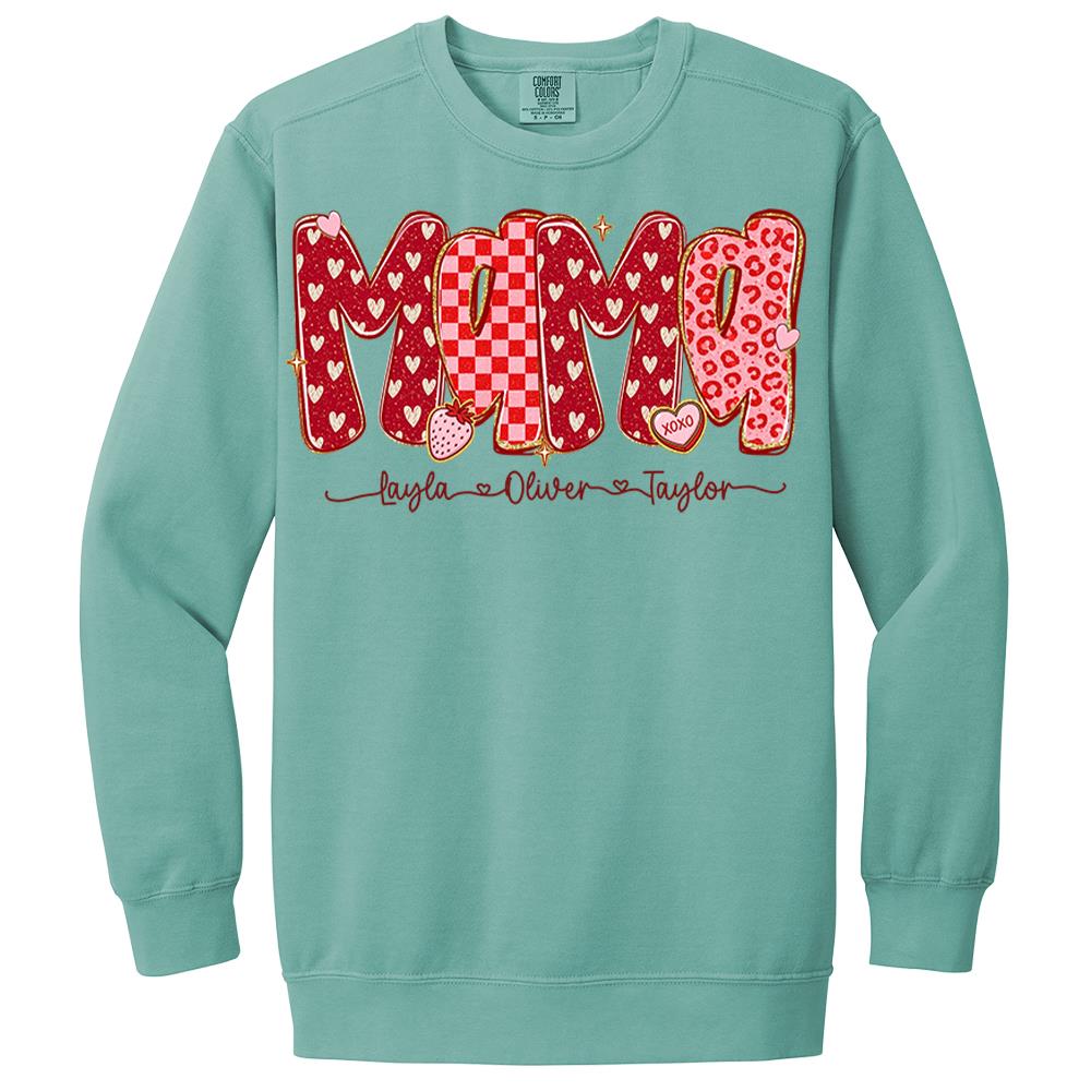 Custom Mama Valentine Glitter Shirt, Leopard Checkered Valentine Nh00