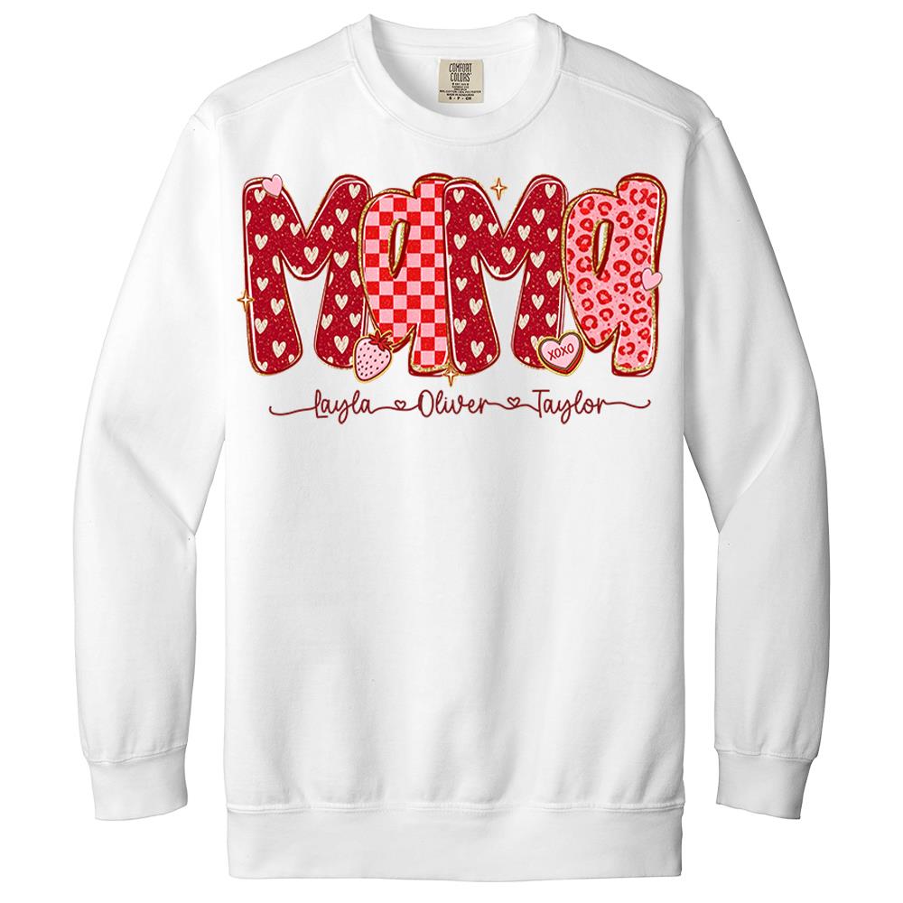 Custom Mama Valentine Glitter Shirt, Leopard Checkered Valentine Nh00