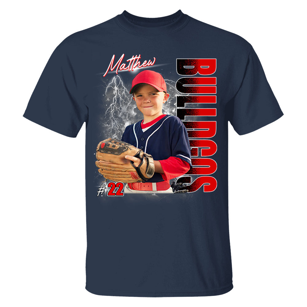 Custom Photo Baseball Player Shirt - Personalized Team Name School Name Bootleg Shirt Vr2 Na02