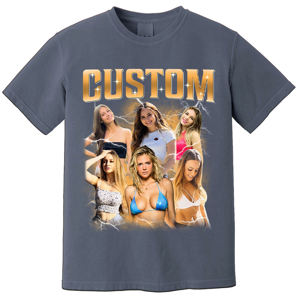 Custom Girlfriend Photo With Unique Style Bootleg Shirt - Valentine Shirt For Boyfriend, Girlfriend