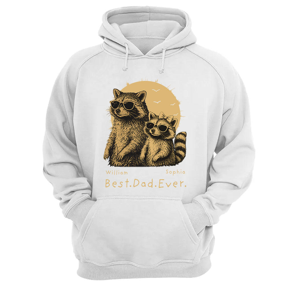 Raccoon Dad Personalized T-Shirt – Best Dad Ever Funny Papa Tee, Cool Daddy Raccoon Shirt, Father’s Day Gift for Dad Na02 Pt99