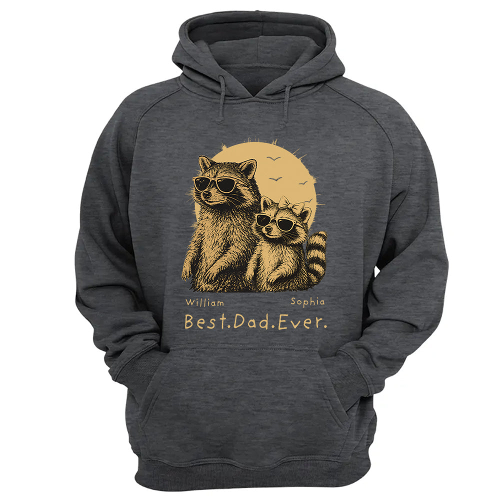 Raccoon Dad Personalized T-Shirt – Best Dad Ever Funny Papa Tee, Cool Daddy Raccoon Shirt, Father’s Day Gift for Dad Na02 Pt99