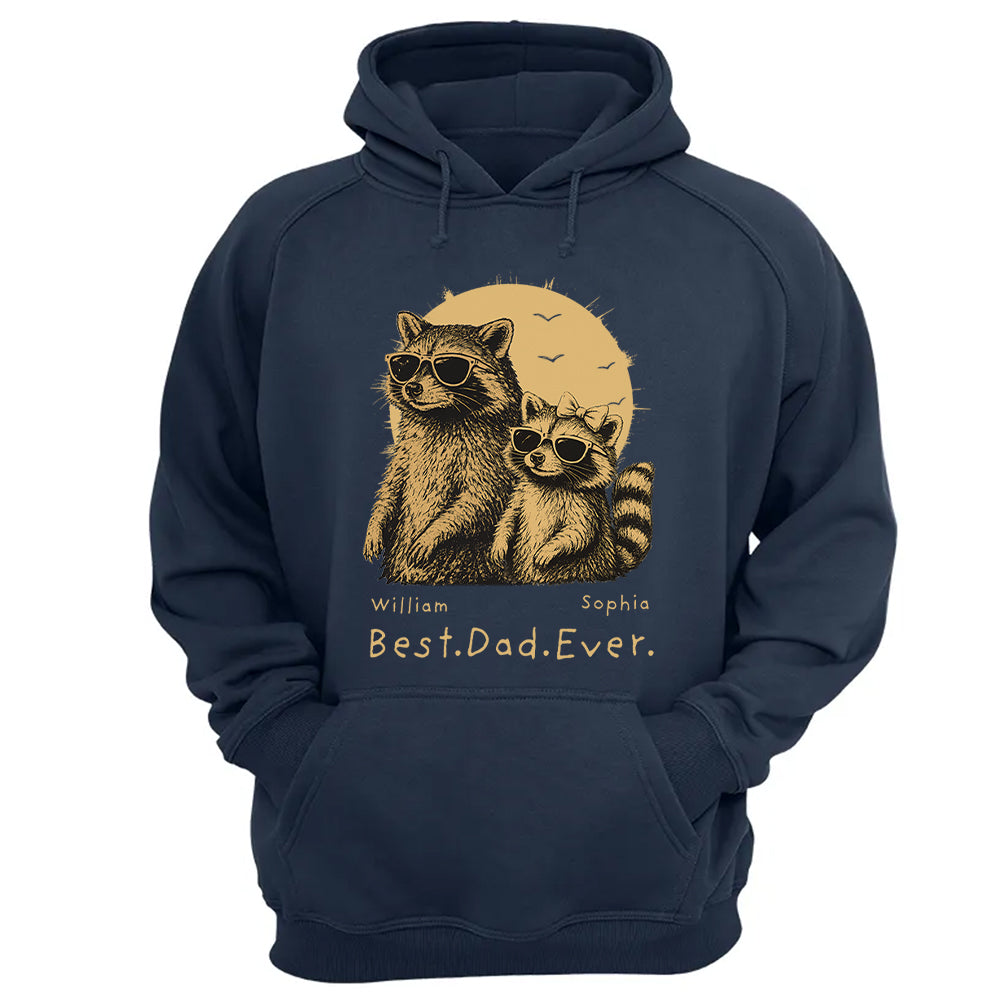 Raccoon Dad Personalized T-Shirt – Best Dad Ever Funny Papa Tee, Cool Daddy Raccoon Shirt, Father’s Day Gift for Dad Na02 Pt99