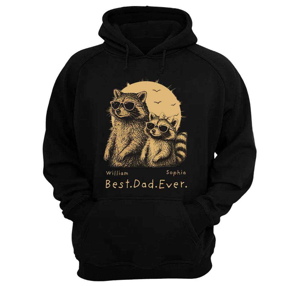 Raccoon Dad Personalized T-Shirt – Best Dad Ever Funny Papa Tee, Cool Daddy Raccoon Shirt, Father’s Day Gift for Dad Na02 Pt99