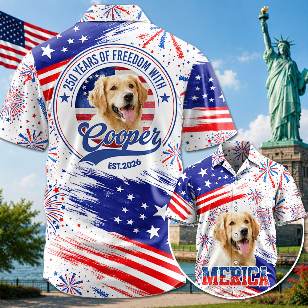 250 Years Of Freedom, Custom Dog Cat Photo Merica Hawaii Shirt, Gift For Dog Cat Lovers MI209 T24