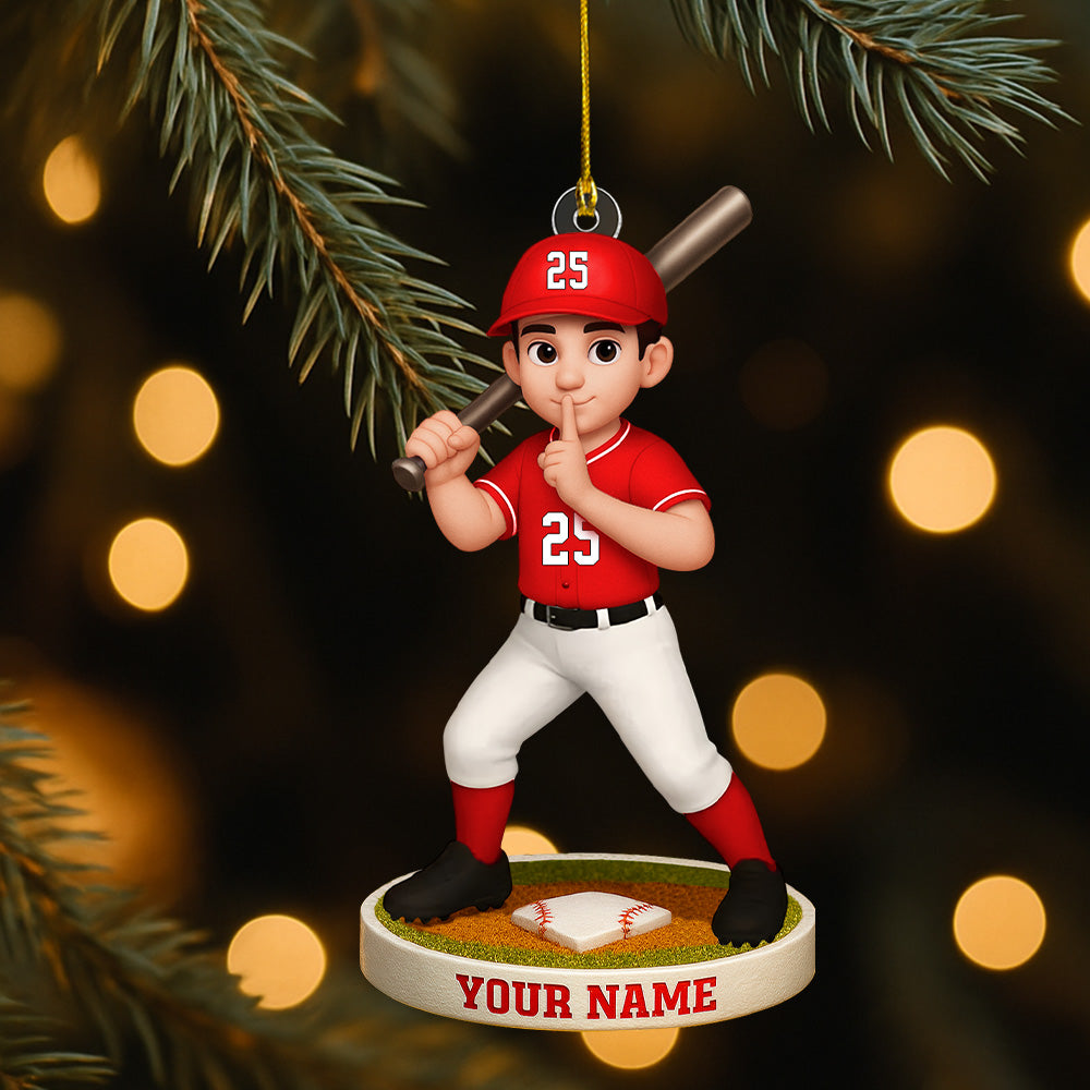Christmas Baseball SoftBall Lover, Christmas Ornament, Personalized Acrylic Ornament T1807 Th23