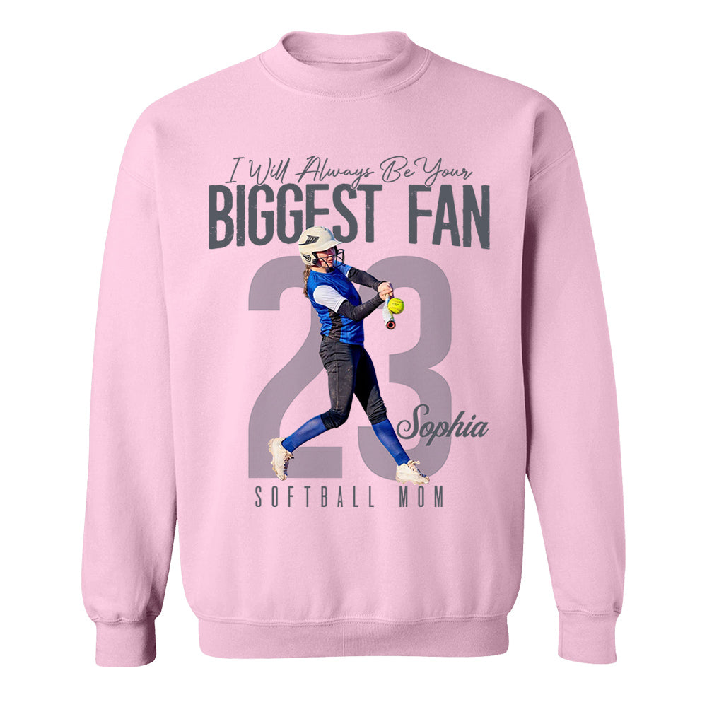 I'll Always Be Your Biggest Fan  - Custom Photo Softball Shirt - Softball Mom, Dad, Family Shirt T1807