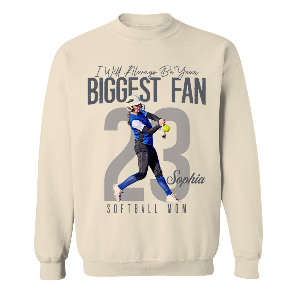 I'll Always Be Your Biggest Fan  - Custom Photo Softball Shirt - Softball Mom, Dad, Family Shirt T1807