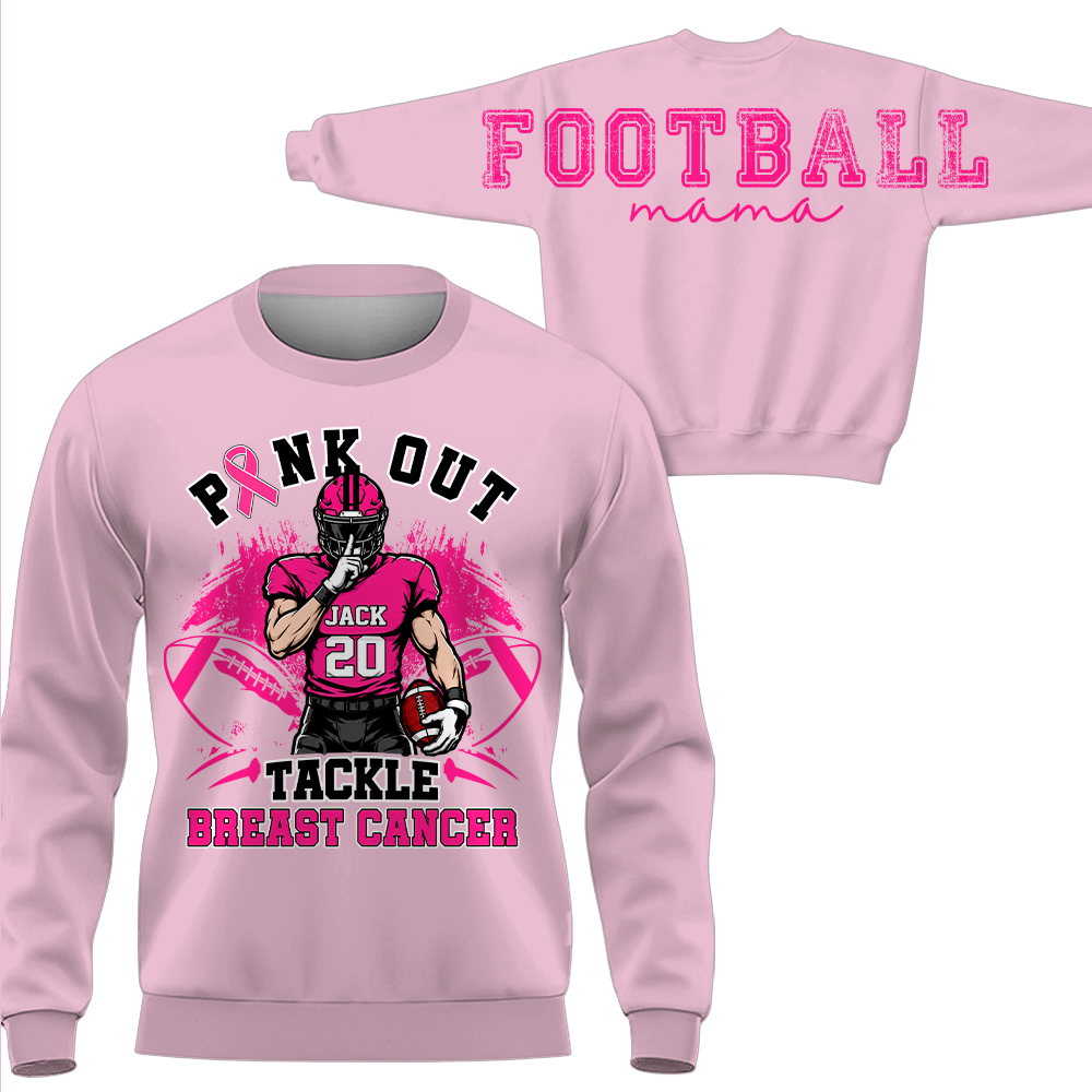 Pink Out Tackle Breast Cancer, Custom Large Back Graphic Game Day Football Shirt, Gift For Football Mom Family Football Lovers MI209 Hv01