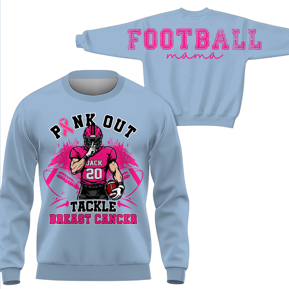 Pink Out Tackle Breast Cancer, Custom Large Back Graphic Game Day Football Shirt, Gift For Football Mom Family Football Lovers MI209 Hv01