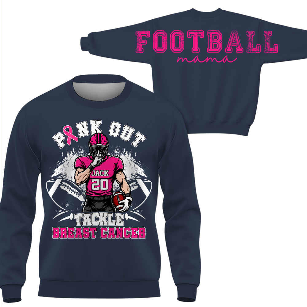 Pink Out Tackle Breast Cancer, Custom Large Back Graphic Game Day Football Shirt, Gift For Football Mom Family Football Lovers MI209 Hv01