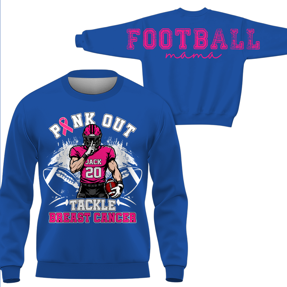 Pink Out Tackle Breast Cancer, Custom Large Back Graphic Game Day Football Shirt, Gift For Football Mom Family Football Lovers MI209 Hv01