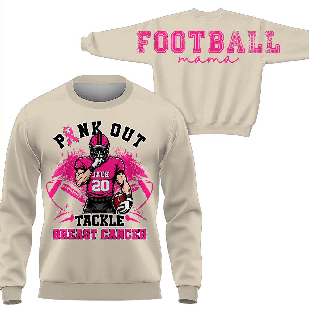 Pink Out Tackle Breast Cancer, Custom Large Back Graphic Game Day Football Shirt, Gift For Football Mom Family Football Lovers MI209 Hv01