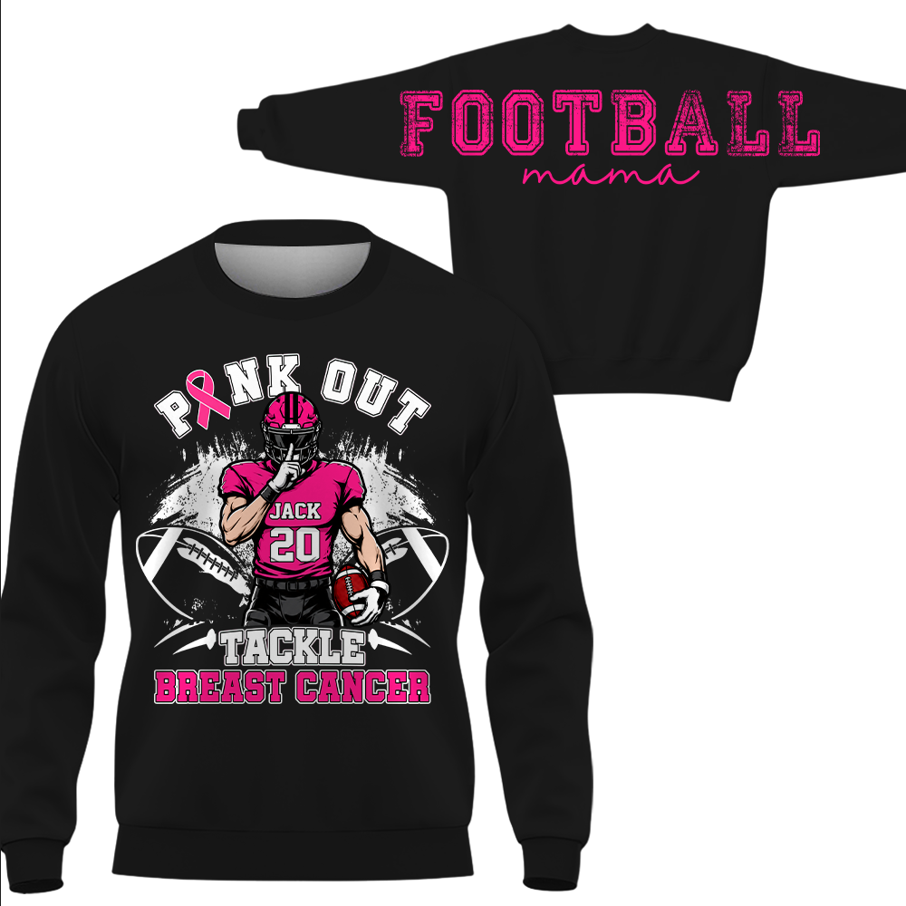 Pink Out Tackle Breast Cancer, Custom Large Back Graphic Game Day Football Shirt, Gift For Football Mom Family Football Lovers MI209 Hv01