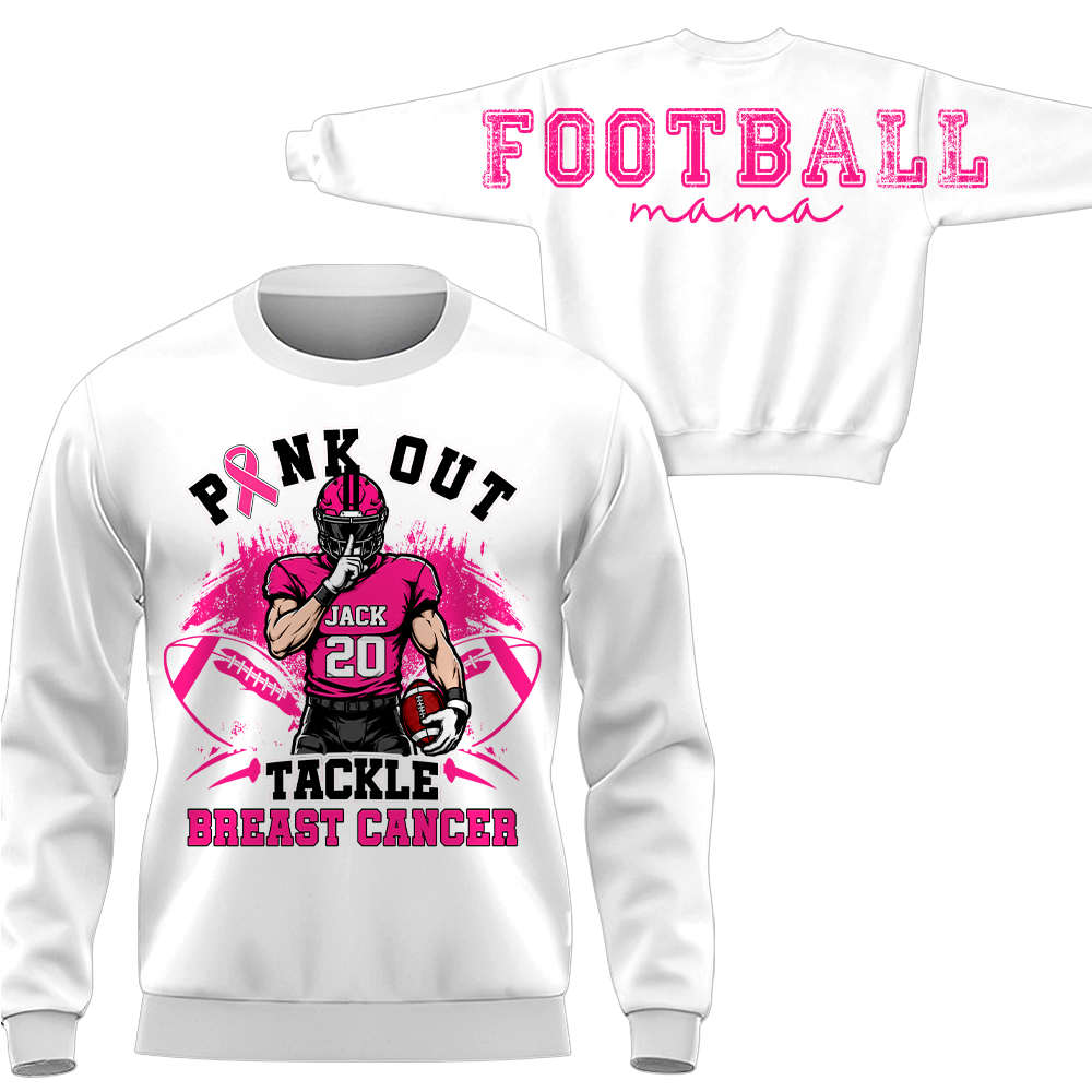 Pink Out Tackle Breast Cancer, Custom Large Back Graphic Game Day Football Shirt, Gift For Football Mom Family Football Lovers MI209 Hv01
