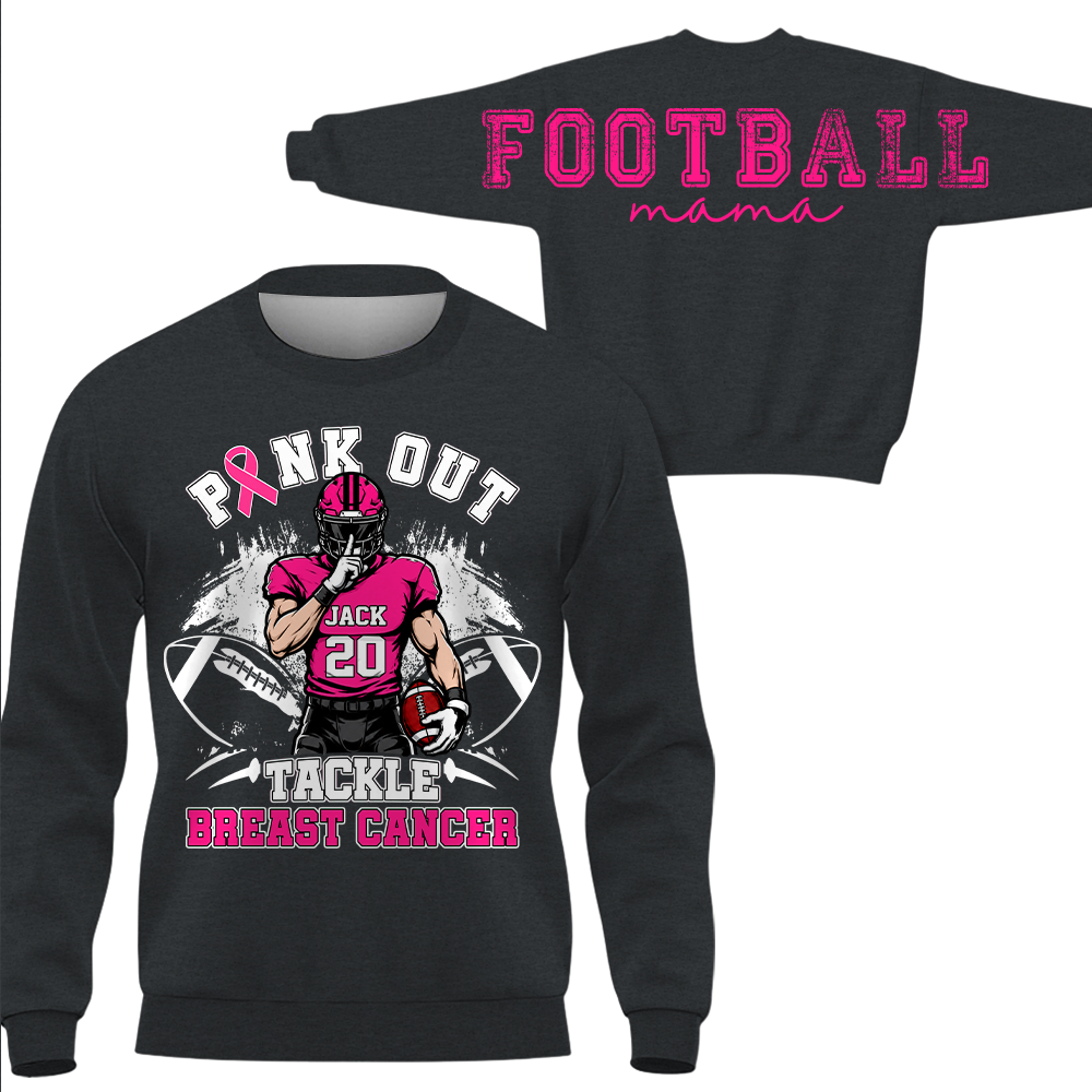 Pink Out Tackle Breast Cancer, Custom Large Back Graphic Game Day Football Shirt, Gift For Football Mom Family Football Lovers MI209 Hv01