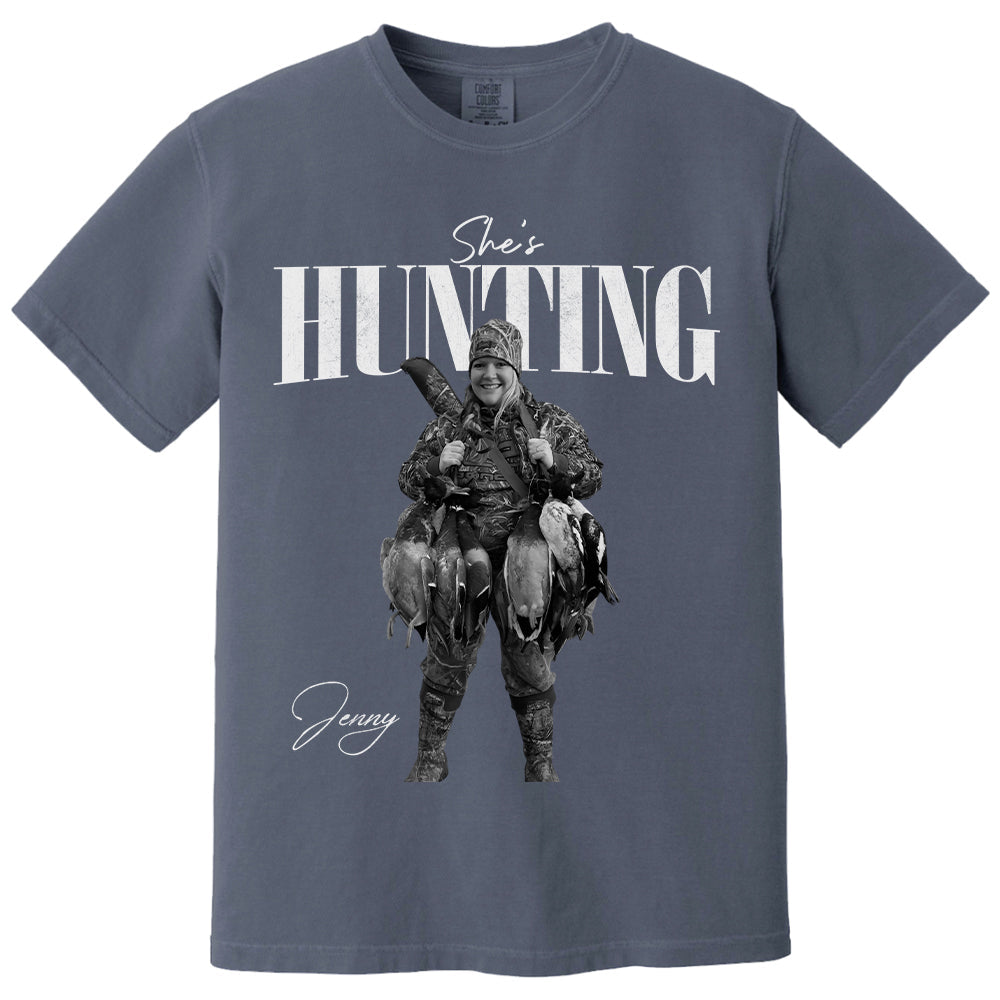 She's Hunting - Washed Tee Retro Bootleg Shirt For Hunting T1807