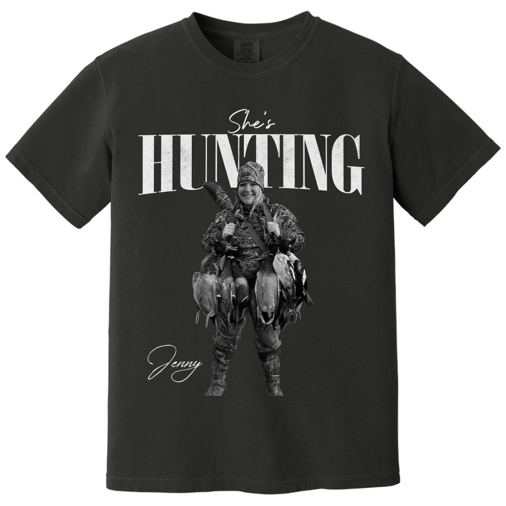 She's Hunting - Washed Tee Retro Bootleg Shirt For Hunting T1807
