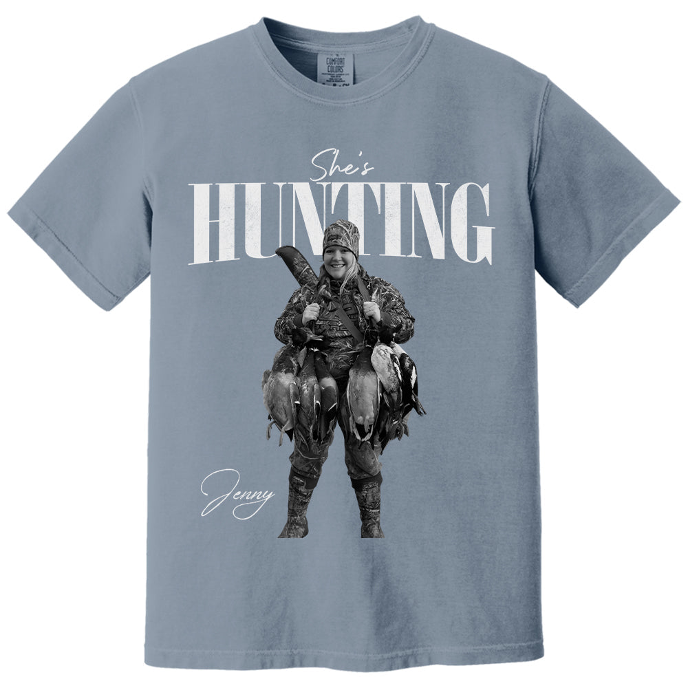 She's Hunting - Washed Tee Retro Bootleg Shirt For Hunting T1807