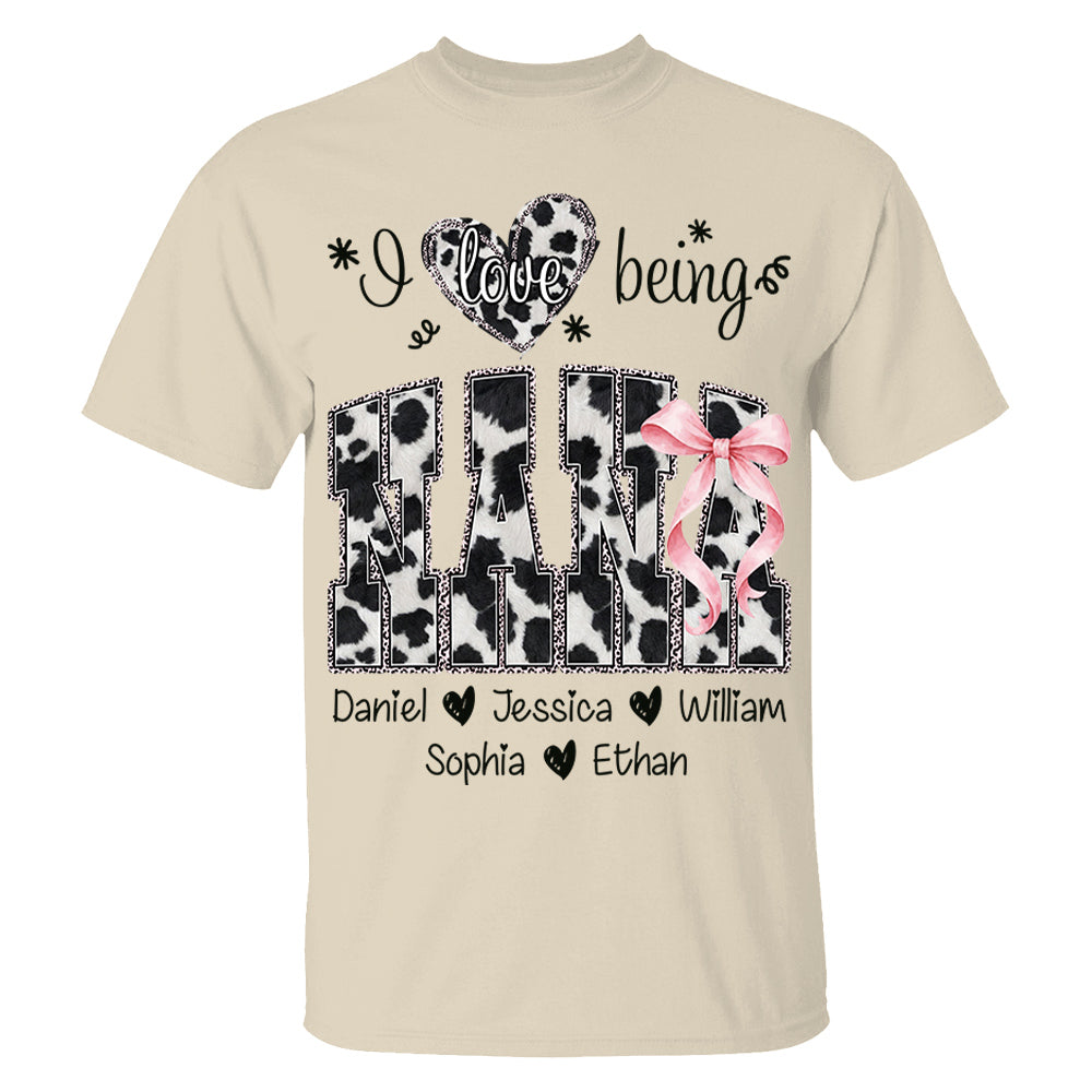 I Love Being Nana Farmhouse Style Shirt with Names, Farmhouse Grandma Tee, Mother’s Day Gift for Nana VH01
