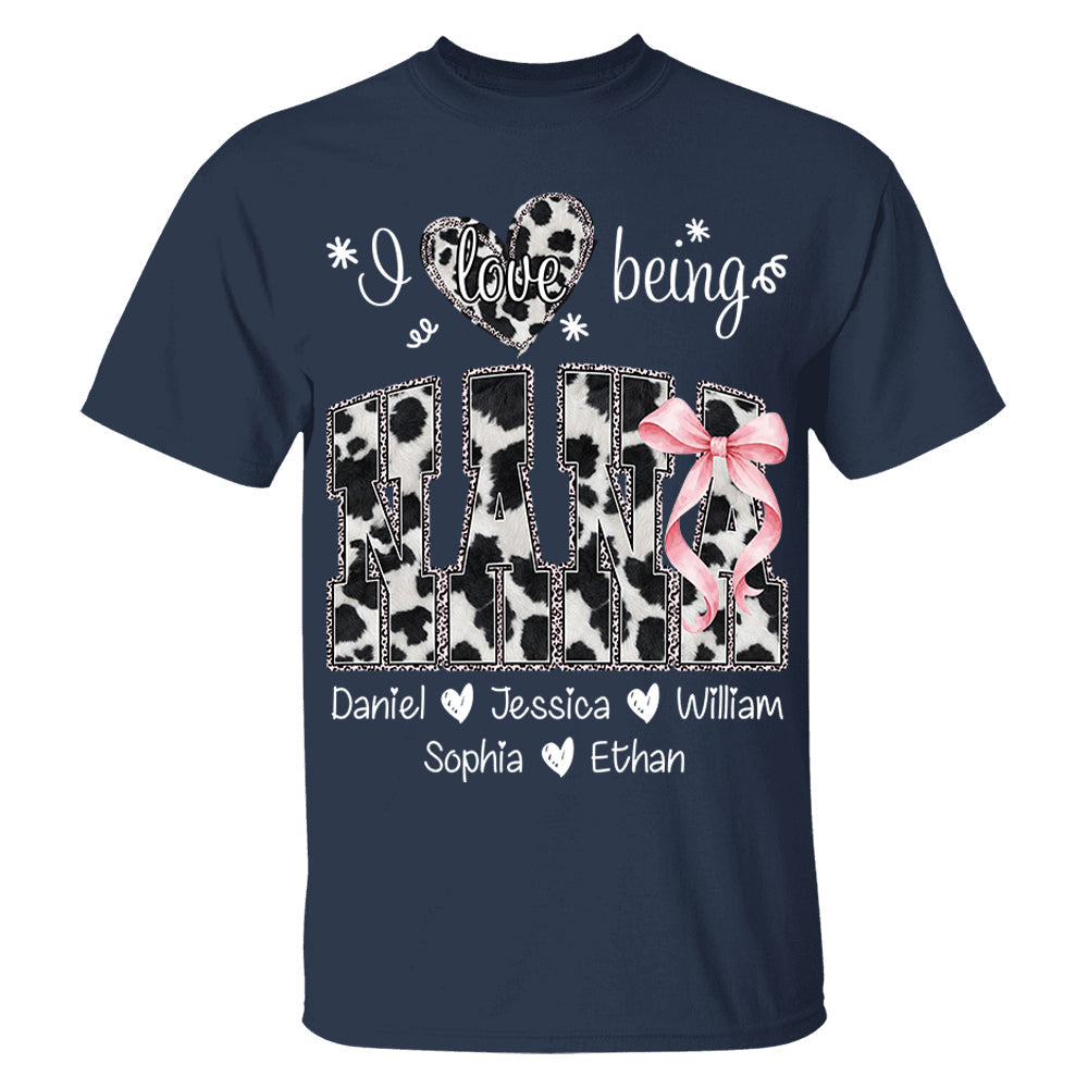 I Love Being Nana Farmhouse Style Shirt with Names, Farmhouse Grandma Tee, Mother’s Day Gift for Nana VH01