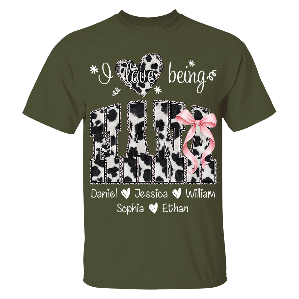 I Love Being Nana Farmhouse Style Shirt with Names, Farmhouse Grandma Tee, Mother’s Day Gift for Nana VH01