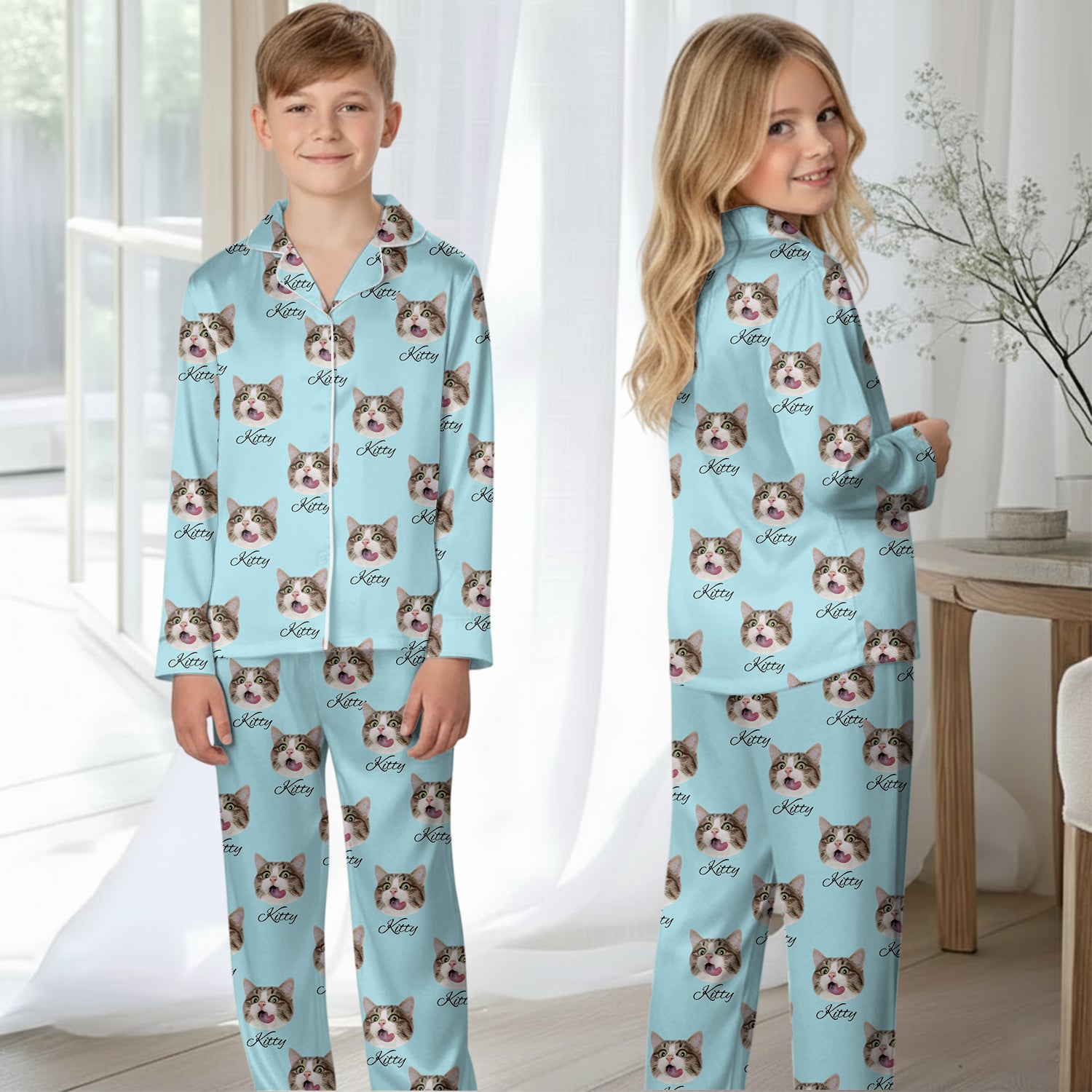Personalized Pet Photo Pajama, Custom Dog & Cat Portrait, Family Matching Loungewear T1807 Hv01