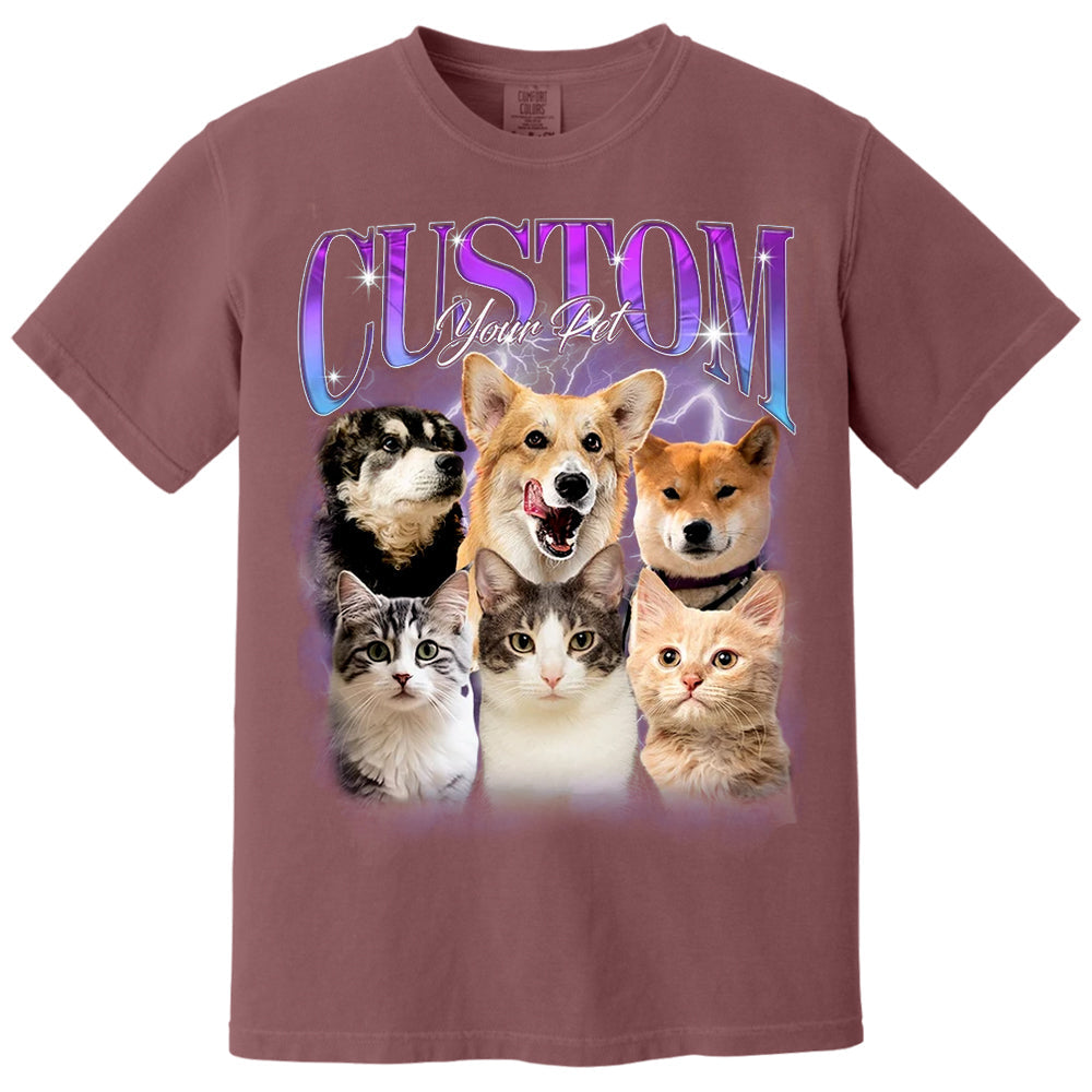 Custom Bootleg Pet Shirt, Custom Dog Shirt, Personalized with Your Own Dog or Cat,Dog Photo Retro 90's Tee Gift For Her
