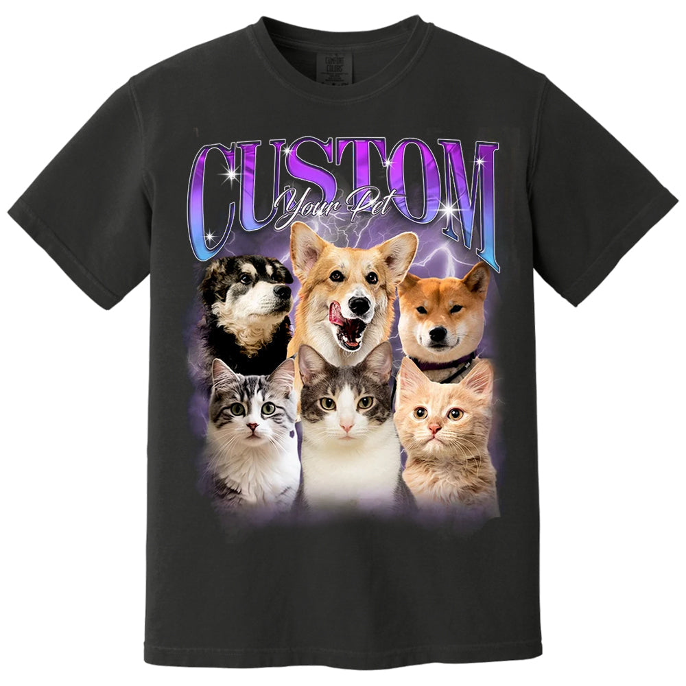 Custom Bootleg Pet Shirt, Custom Dog Shirt, Personalized with Your Own Dog or Cat,Dog Photo Retro 90's Tee Gift For Her