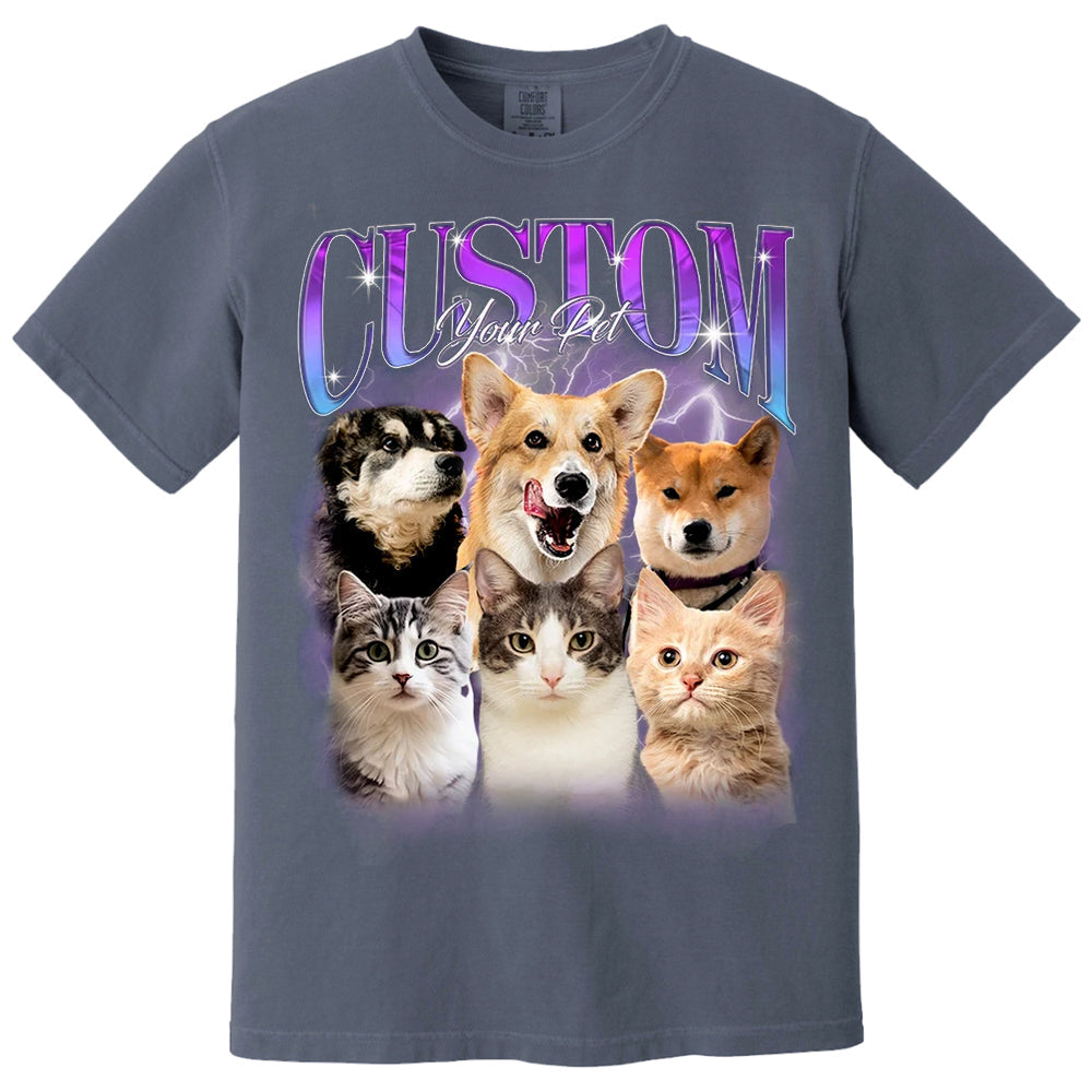 Custom Bootleg Pet Shirt, Custom Dog Shirt, Personalized with Your Own Dog or Cat,Dog Photo Retro 90's Tee Gift For Her