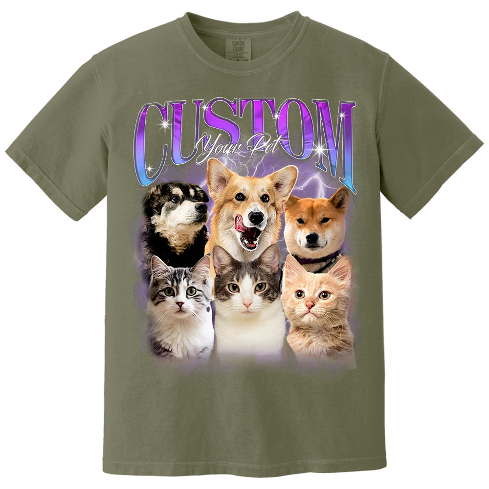 Custom Bootleg Pet Shirt, Custom Dog Shirt, Personalized with Your Own Dog or Cat,Dog Photo Retro 90's Tee Gift For Her