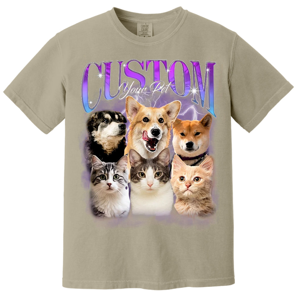 Custom Bootleg Pet Shirt, Custom Dog Shirt, Personalized with Your Own Dog or Cat,Dog Photo Retro 90's Tee Gift For Her
