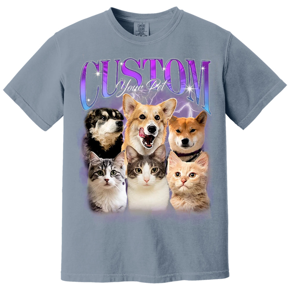 Custom Bootleg Pet Shirt, Custom Dog Shirt, Personalized with Your Own Dog or Cat,Dog Photo Retro 90's Tee Gift For Her