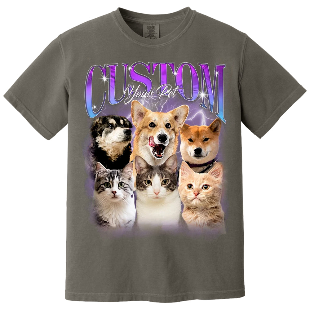 Custom Bootleg Pet Shirt, Custom Dog Shirt, Personalized with Your Own Dog or Cat,Dog Photo Retro 90's Tee Gift For Her