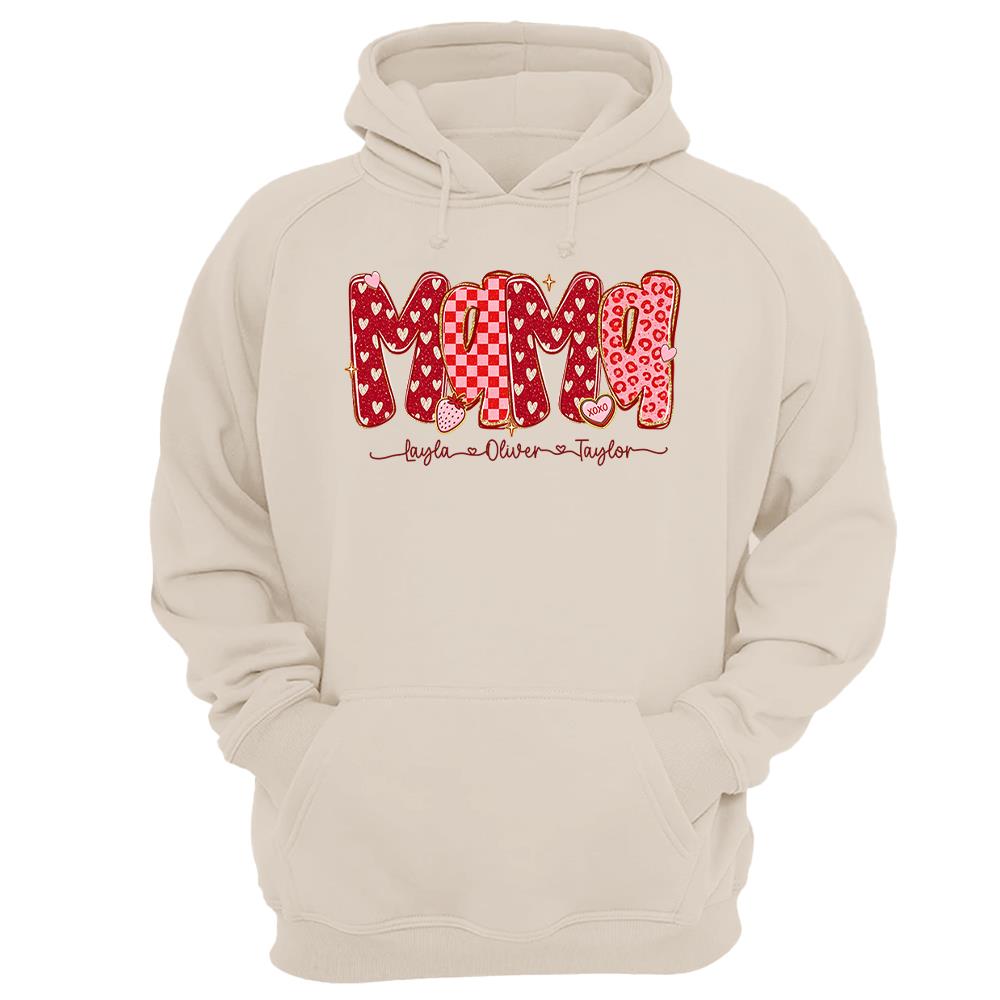 Custom Mama Valentine Glitter Shirt, Leopard Checkered Valentine Nh00