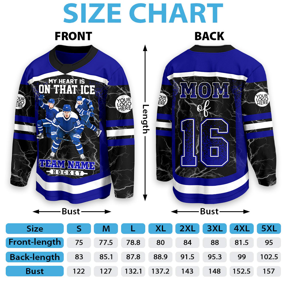 Custom My Heart Is On That Ice Photo Ice Hockey Jersey, Gift For Ice Hockey Lovers L0411 Hv01